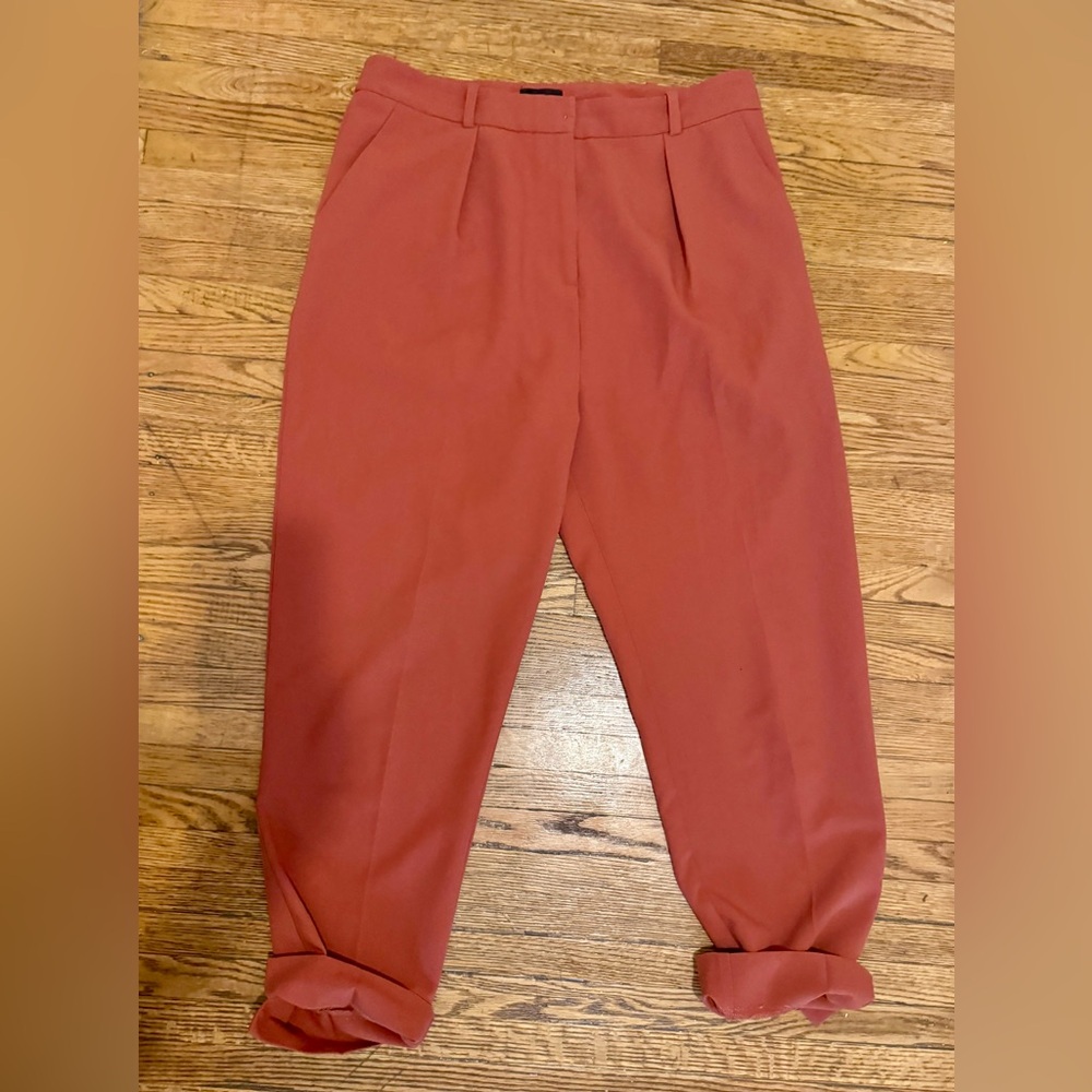 Topshop Rust-Red Pleated Dress Pants